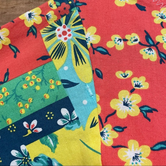 Prairie handmade patchwork floral bright short sleeve dress medium - Picture 4 of 7